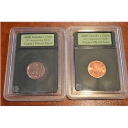 (2) 2005 Canada 1-Cent Slabbed