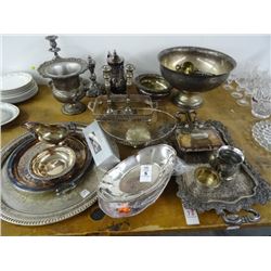 Silverplate Candlesticks, Platter, Urn, Punch Bowl & More