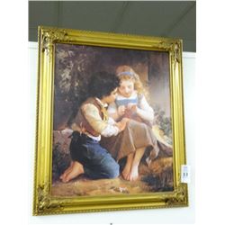 Gold Ornate Framed Girl & Boy