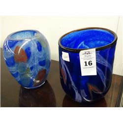 2 Art Glass Vases - No Shipping - 2 Times the Money