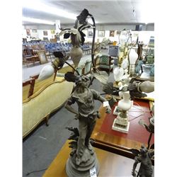 Single Metal Art Nouveaux Figural Lamp - Aug. Moreau