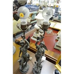 Pair Metal Art Nouveaux Lamps