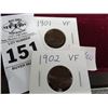 Image 1 : 1901/02 VF Cents (2) Indian Head