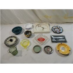 LOT 13 ASSORTED VINTAGE ASHTRAYS