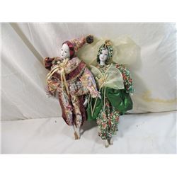 LOT 2 PORCELAIN JESTER DOLLS
