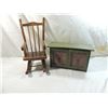 Image 1 : LOT 2 VINTAGE DOLL FURNITURE ROCKING CHAIR, HUTCH