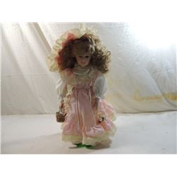 16" PINK & LACE DRESS PORCELAIN DOLL