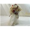 Image 1 : 14" WHITE W/ RED ROSES PORCELAIN DOLL