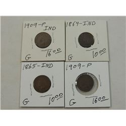 LOT 4 INDIAN HEAD PENNIES