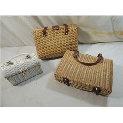 LOT 3 VINTAGE WICKER PURSES