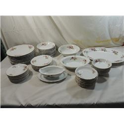 LOT 51 WHITE PINK ROSE CHINA SET