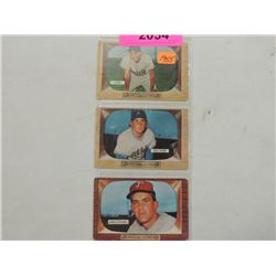 LOT 3 1955 BOWMAN BASEBALL CARDS: COX, KELLNER, MR