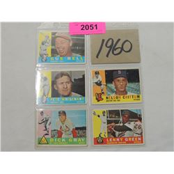 LOT 5 1960 BASEBALL CARDS: BELL, GRAY, GREEN, WHIS