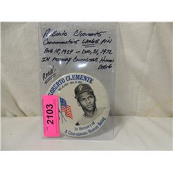 ROBERTO CLEMENTE COMMEMORATIVE PIN BUTTON LARGE