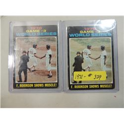 LOT 2 1971 WORLD SERIES GAME 3 #329 BASEBALL CARD