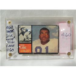 1962 TOPPS DICK LANE FOOTBALL CARD #60