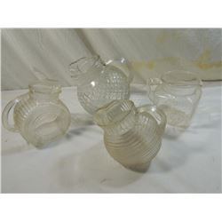 LOT 4 VINTAGE GLASS PITCHERS