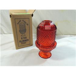 VIKING GLASS GLIMMER RUBY CANDLE HOLDER