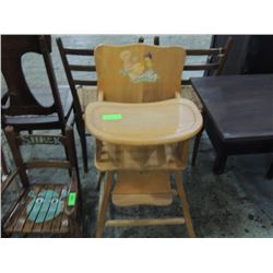 VINTAGE WOODEN PAINTED HIGH CHAIR