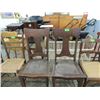 Image 1 : PAIR ANTIQUE LEATHER SEAT CHAIRS
