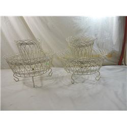 PAIR 2 TIER WIRE BASKET PLANTER