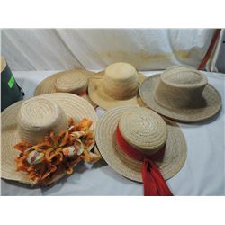 LOT 6 VINTAGE STRAW HATS