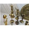 Image 3 : BOX LOT ASSORTED BRASS CANDLESTICKS & PLATE