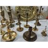 Image 4 : BOX LOT ASSORTED BRASS CANDLESTICKS & PLATE