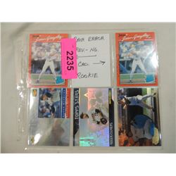 LOT 5 MISC BASEBALL CARDS CLEMENS, GONZALEZ