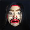 Image 2 : JAY BRABANT (B.1970) KWAG-IULTH HUMAN ANCESTOR MASK, ALDER WOOD WITH HORSE HAIR, COPPER AND ABALONE