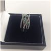 Image 2 : ONE LADIES 14KT WHITE GOLD NATURAL EMERALD AND DIAMOND SET ENGAGEMENT RING, SET WITH 66 SINGLE CUT