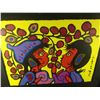 Image 2 : NORVAL MORRISSEAU, ACRYLIC ON PAPER, SIGNED LOWER RIGHT "TWO OJIBWAY CHILDREN PICKING CHERRIES"