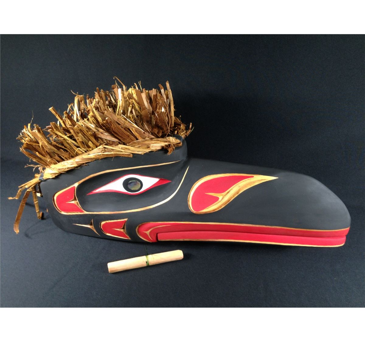 EMIL THIBERT, ARTICULATING RAVEN MASK WITH CEDAR BARK AND ABALONE INLAY ...