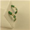 Image 2 : ONE PAIR OF 14KT YELLOW GOLD NATURAL EMERALD AND DIAMOND SET EARRINGS. BEZEL SET WITH 6 STEP CUT