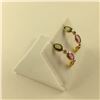 Image 2 : ONE PAIR OF 14KT YELLOW GOLD SEMI HOOP STYLE EARRINGS BEZEL SET WITH 2 OVAL MIXED CUT