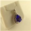 Image 2 : ONE 14KT WHITE GOLD NATURAL TANZANITE & DIAMOND SET PENDANT PAVE SET WITH 37 ROUND  BRILLIANT  CUT