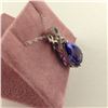 Image 2 : ONE 14KT WHITE GOLD NATURAL TANZANITE & DIAMOND SET PENDANT SET WITH 74 SINGLE CUT DIAMONDS