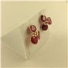 Image 2 : PAIR OF 14KT YELLOW GOLD GLASS FILLED RUBIES & YELLOW DIAMOND SET EARRINGS SET WITH 6 OVAL MIXED