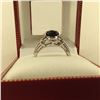 Image 3 : LADIES 14KT WHITE GOLD DRESS RING SET WITH 1 OVAL SHAPED FACETED BLACK ONYX  & IS MIRCO PAVE SET