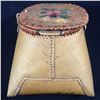 Image 2 : EASTERN CANADA BIRCH BARK BASKET, WITH DYED PORCUPINE QUILLS, IN A DIAMOND DESIGN 7.5" HIGH