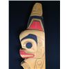 Image 2 : VIRGIL STANLEY, HAND CARVED AND PAINTED "BEAR CUB & WOLF" PANEL 39" HIGH X 8" WIDE