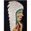 Image 2 : EDDIE APODACA, HAND CARVED AND PAINTED "CHIEF & EAGLE" PANEL 26" HIGH X 6" WIDE