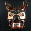 Image 1 : EMIL THIBERT, BEAR MASK WITH ABALONE INLAY AND CEDAR BARK HAIR 15" HIGH X 12" WIDE X 10" DEEP