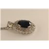 Image 2 : ONE HAND MADE 18KT WHITE GOLD NATURAL BLUE SAPPHIRE AND DIAMOND SET PENDANT, SET WITH ONE OVAL