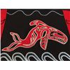 Image 2 : ALLISON BERKSHIRE, "WHALES" WALL HANGING, HAND SEWN FROM WOOL FABRIC WITH BUTTON AND BEAD 23" X