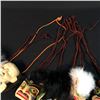 Image 8 : LOT OF 5 EARL WADHAMS MINI MASK PENDANTS, HAND CARVED, WITH FUR AND D. DAWSON WILDWOMAN