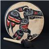 Image 1 : DAVID MUNGO KNOX (FORT RUPERT, BC) RAVEN, HAND PAINTED DRUM 13.5" DIAMETER.