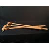 Image 1 : LOT OF 3 HAND CARVED WALKING STICKS, WITH ABALONE INLAY AND FEATHERS