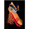 Image 2 : JODY BROOMFIELD,  CARVED POLYCHROMED CEDAR WOLF MASK WITH ARTICULATING JAW AND CEDAIR STRIP HAIR