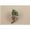 Image 2 : ONE 10KT WHITE GOLD LADIES JADE DONUT AND DIAMOND BROOCH, SET WITH ONE JADE ROUND DONUT 17MM IN